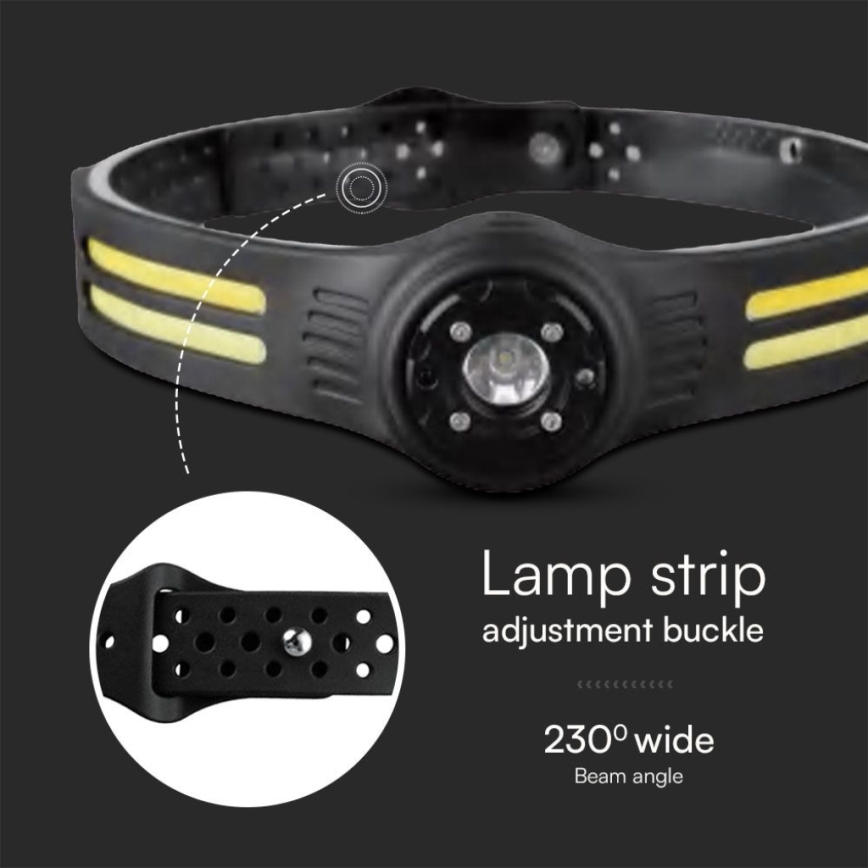 LED Punjiva čeona lampa sa crveno svetlo USB LED/3W/5V IP43 470 lm 5 h