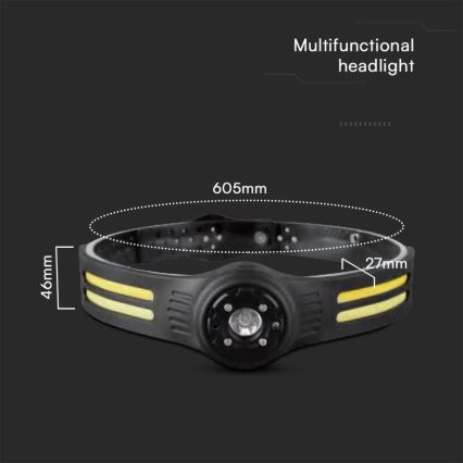 LED Punjiva čeona lampa sa crveno svetlo USB LED/3W/5V IP43 470 lm 5 h