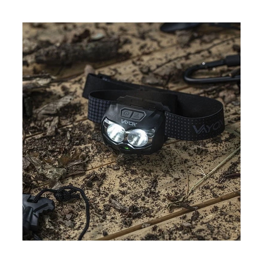 LED Prigušiva punjiva čeona Lampa sa senzorom i crveno svetlo 2xLED/5W/5V/3xAAA IP65 500 Im 1200 mAh