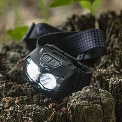 LED Prigušiva punjiva čeona Lampa sa senzorom i crveno svetlo 2xLED/5W/5V/3xAAA IP65 500 Im 1200 mAh