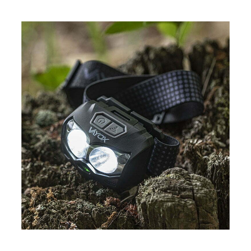LED Prigušiva punjiva čeona Lampa sa senzorom i crveno svetlo 2xLED/5W/5V/3xAAA IP65 500 Im 1200 mAh