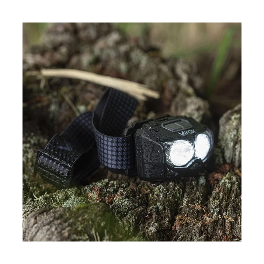 LED Prigušiva punjiva čeona Lampa sa senzorom i crveno svetlo 2xLED/5W/5V/3xAAA IP65 500 Im 1200 mAh