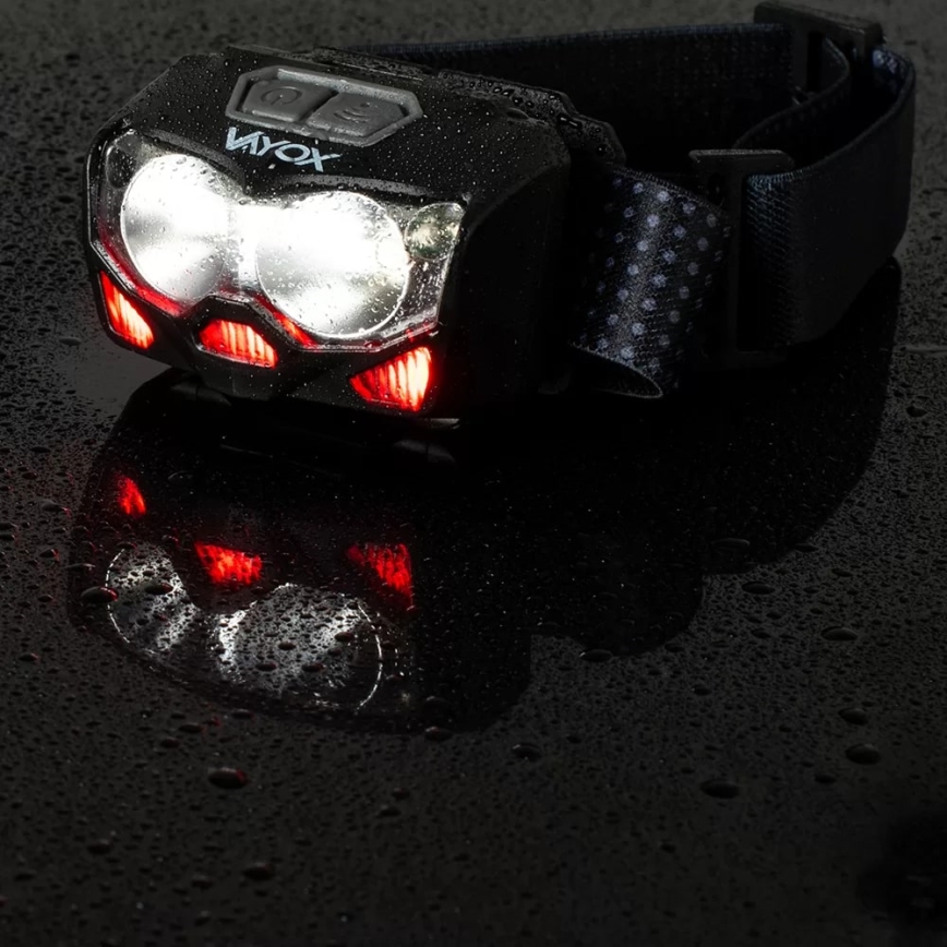 LED Prigušiva punjiva čeona Lampa sa senzorom i crveno svetlo 2xLED/5W/5V/3xAAA IP65 500 Im 1200 mAh