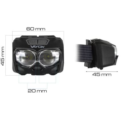 LED Prigušiva punjiva čeona Lampa sa senzorom i crveno svetlo 2xLED/5W/5V/3xAAA IP65 500 Im 1200 mAh