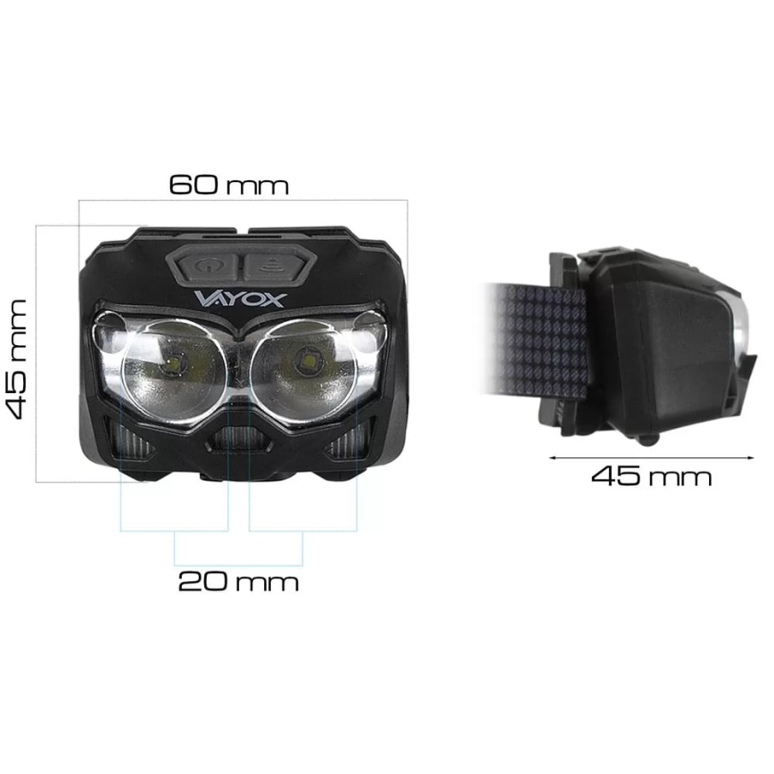 LED Prigušiva punjiva čeona Lampa sa senzorom i crveno svetlo 2xLED/5W/5V/3xAAA IP65 500 Im 1200 mAh