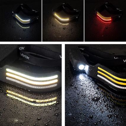LED Prigušiva punjiva čeona Lampa sa senzorom i crveno svetlo 4xLED/5V IP44 300 Im 1200 mAh