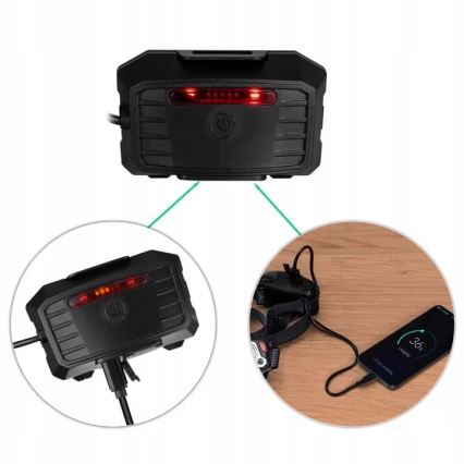 LED Prigušiva punjiva čeona Lampa sa senzorom sa funkcijom powerbank-a i crveno svetlo LED/10W/5V IP44 1200 Im 4000 mAh