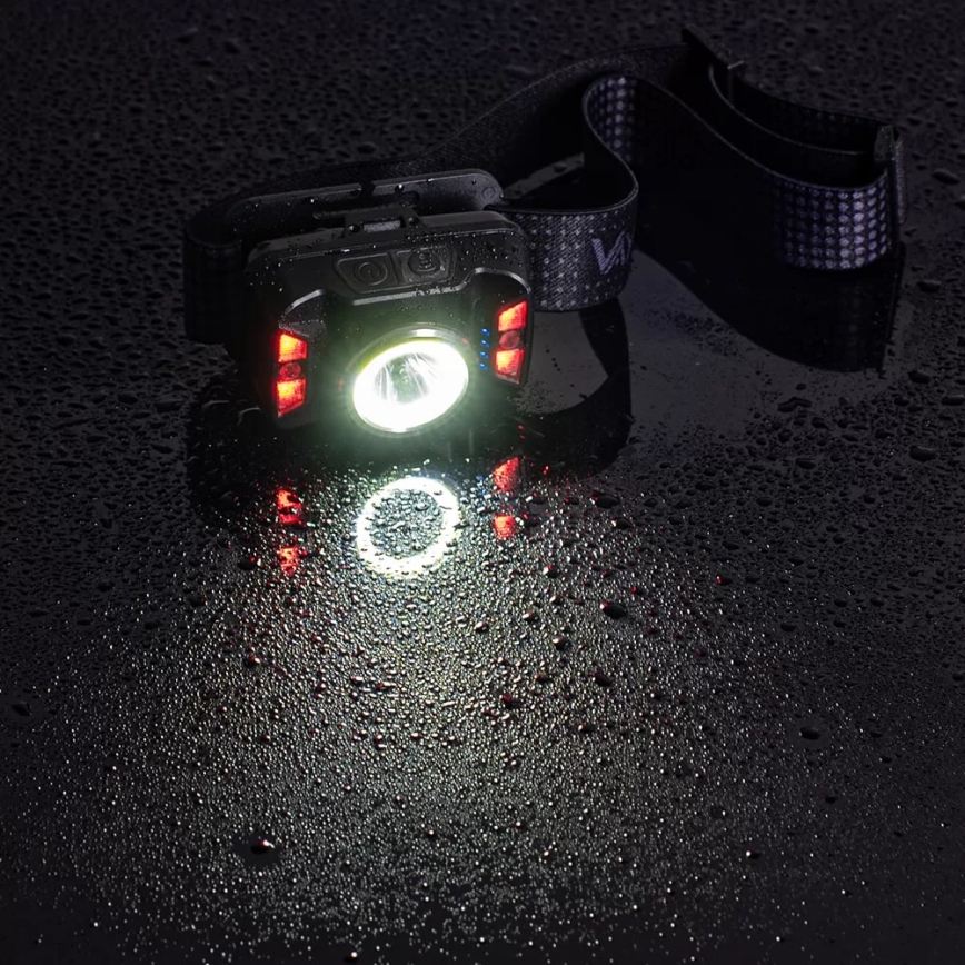 LED Prigušiva punjiva čeona Lampa sa senzorom i crveno svetlo LED/15W/5V IP66 430 Im 1800 mAh