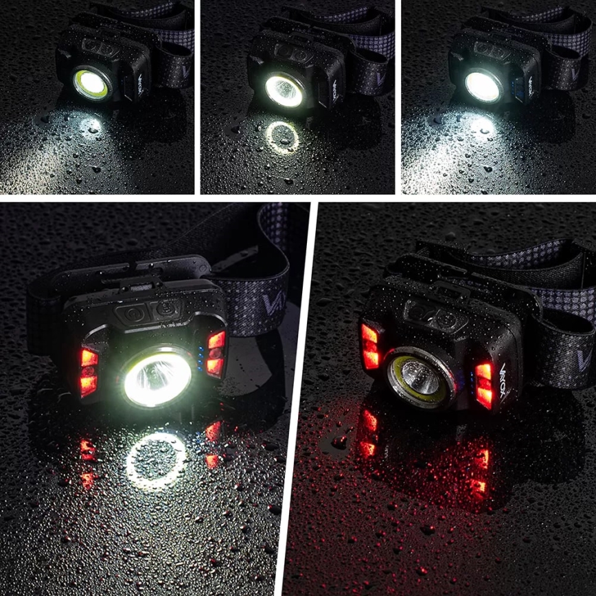 LED Prigušiva punjiva čeona Lampa sa senzorom i crveno svetlo LED/15W/5V IP66 430 Im 1800 mAh