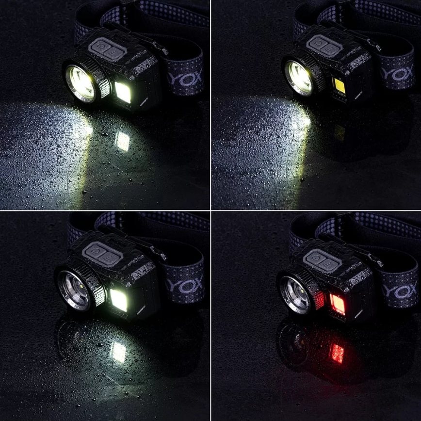 LED Prigušiva punjiva čeona Lampa sa senzorom i crveno svetlo LED/6W/5V/3xAAA IP44 500 Im 1200 mAh
