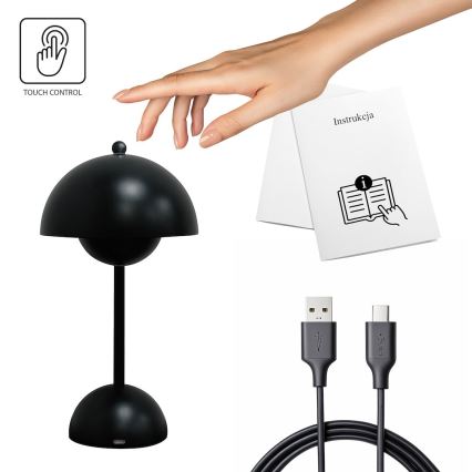 LED punjiva dodirna stona lampa COSTA LED/3W/5V 2400 mAh 3000-6000K crna