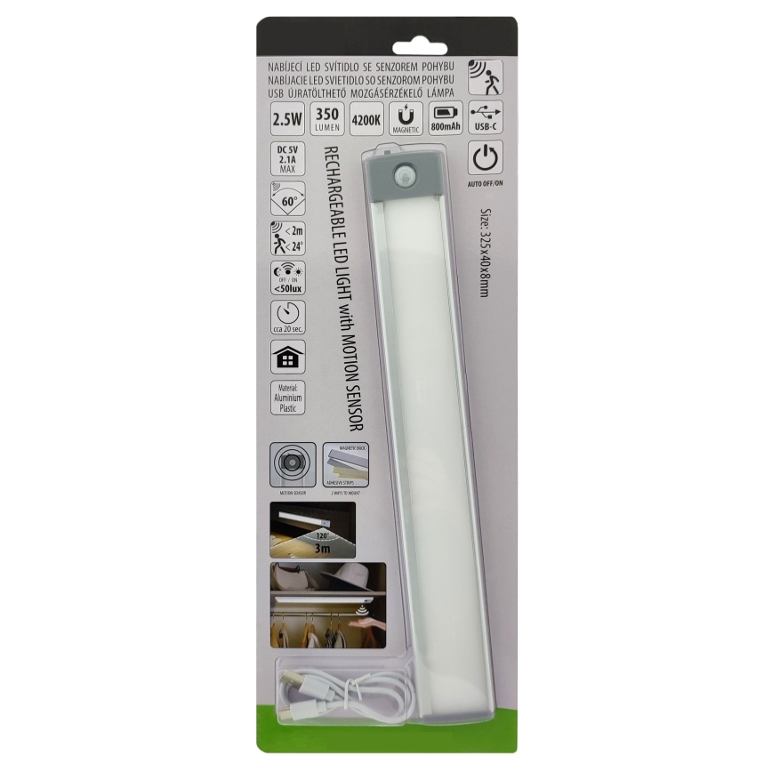LED Punjiva rasveta za nameštaj sa senzorom LED/2,5W/5V USB 800 mAh 4200K 32,5 cm