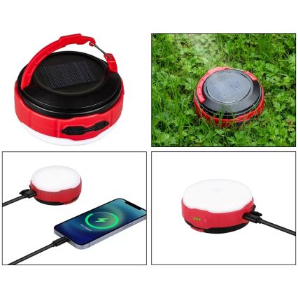 LED Prigušiva punjiva solarna baterijska lampa sa funkcijom powerbank-a LED/3W/5V 3000/4000/6500K IPX6 500 Im 2000 mAh
