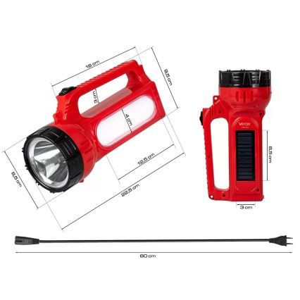 LED Punjiva solarna baterijska lampa LED/7W/230V 400 Im 3200 mAh