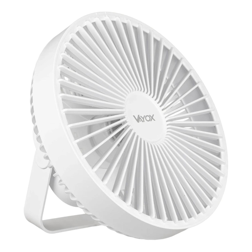 LED Punjivi stolni ventilator sa LED rasvetom LED/2W/5V USB 2400 mAh bela