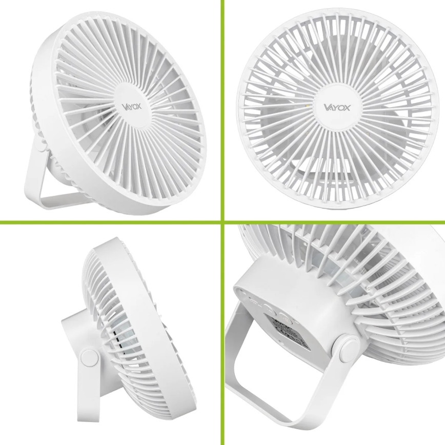 LED Punjivi stolni ventilator sa LED rasvetom LED/2W/5V USB 2400 mAh bela