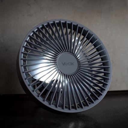 LED Punjivi stolni ventilator sa LED rasvetom LED/2W/5V USB 2400 mAh sivo