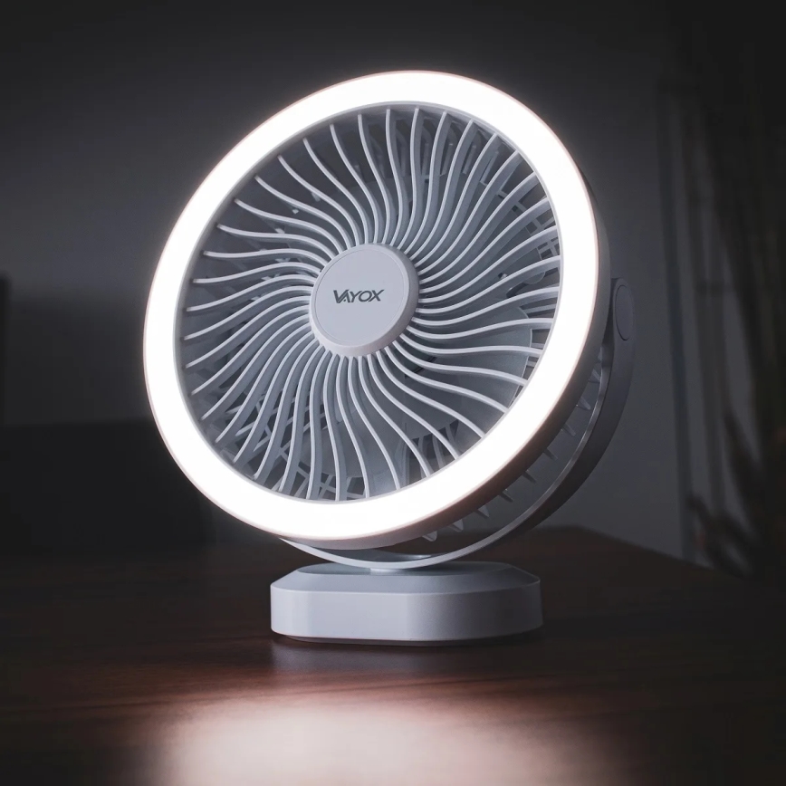 LED Punjivi stolni ventilator sa LED rasvetom LED/3W/5V USB 2400 mAh bela