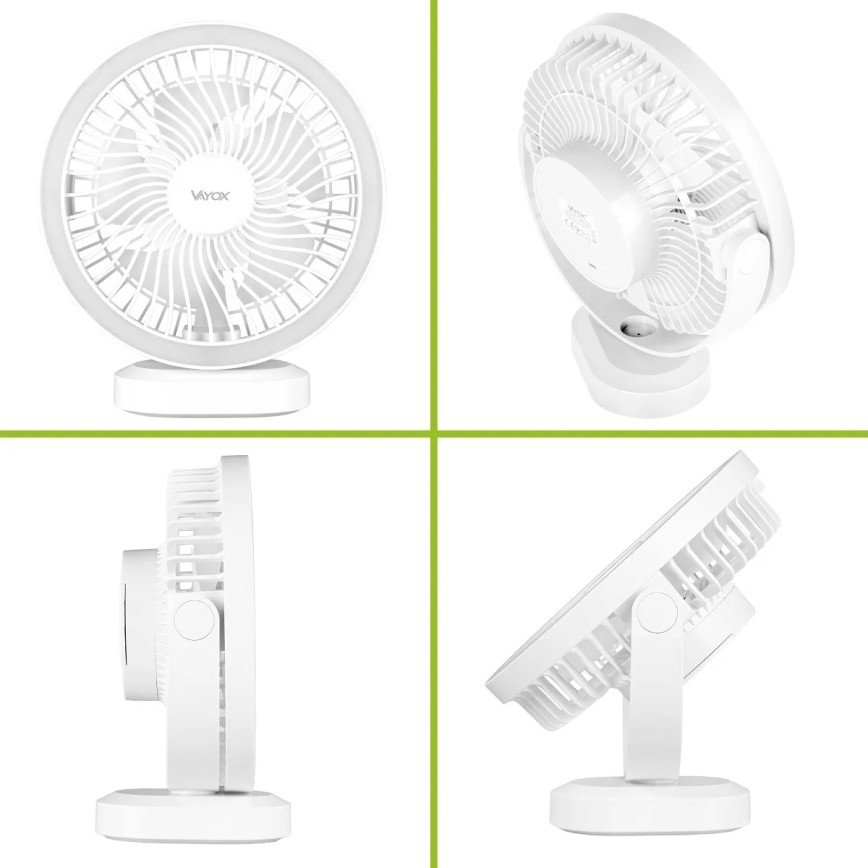 LED Punjivi stolni ventilator sa LED rasvetom LED/3W/5V USB 2400 mAh bela