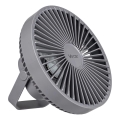 LED punjivi stoni ventilator sa LED osvetljenjem, 2W/5V USB, 2400 mAh, siva