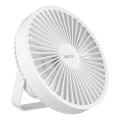 LED Punjivi stoni ventilator sa LED osvetljenjem LED/2W/5V USB 2400 mAh bela