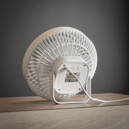 LED Punjivi stoni ventilator sa LED osvetljenjem LED/2W/5V USB 2400 mAh bela