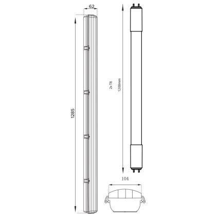 LED Radna fluorescentna cev T8 2xG13/18W/230V 4000K IP65