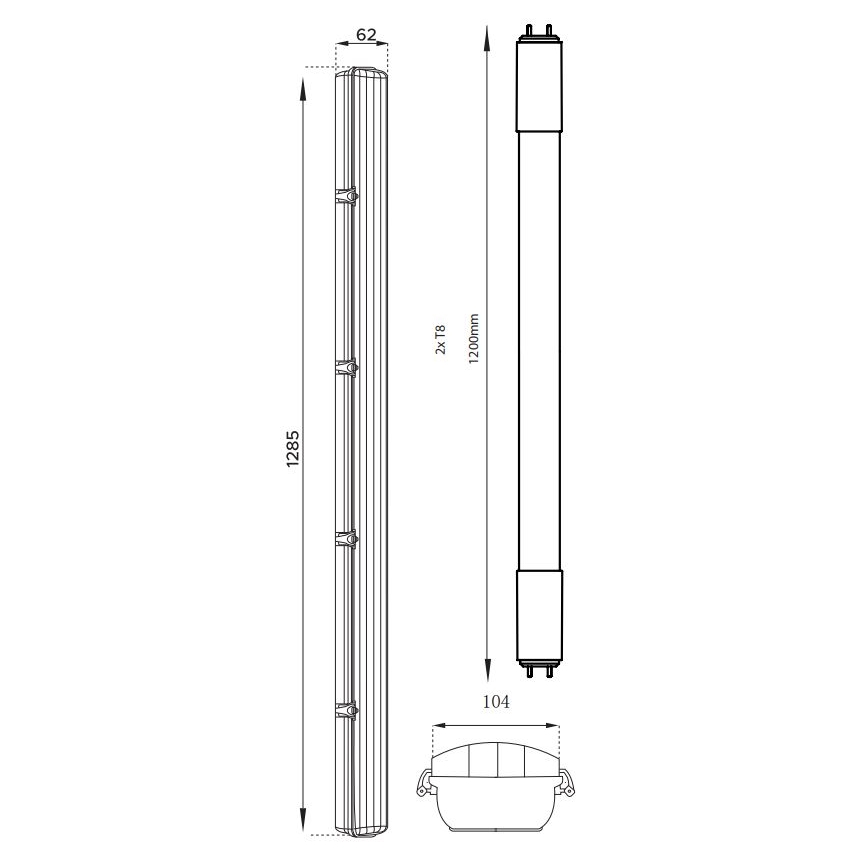 LED Radna fluorescentna cev T8 2xG13/18W/230V 4000K IP65