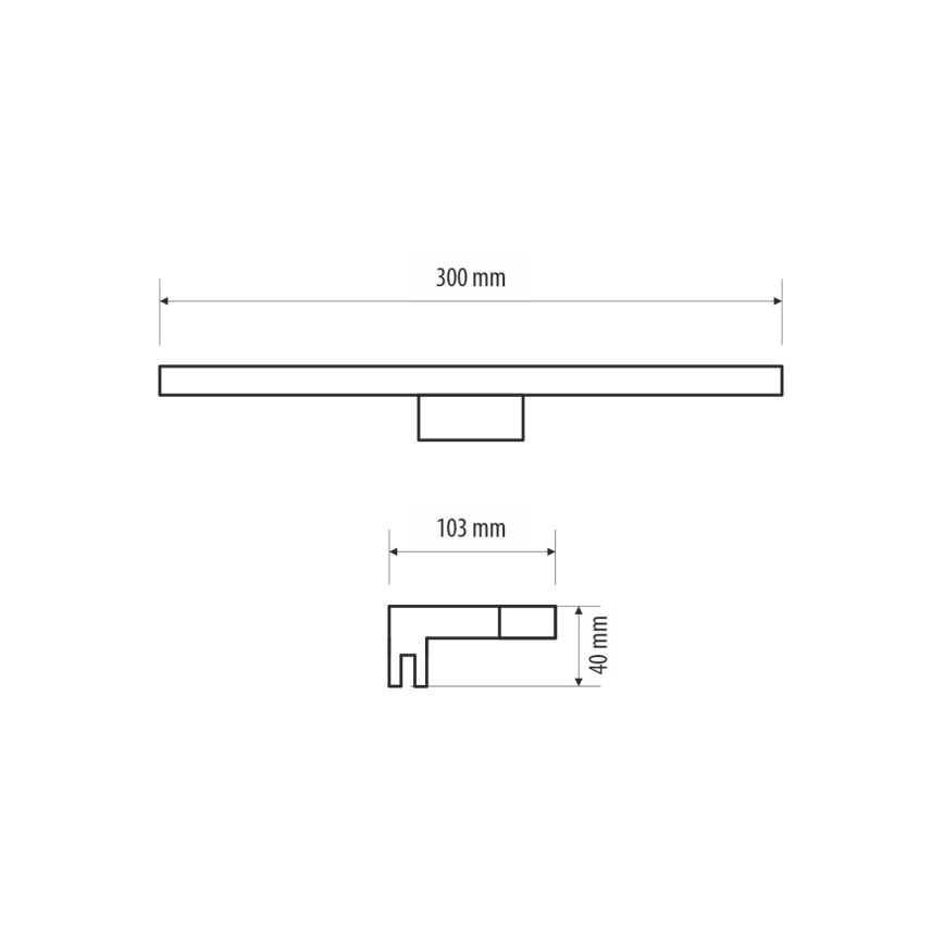 LED Rasveta za ogledalo u kupatilu MIRROR LED/8W/230V 30 cm IP44 crno