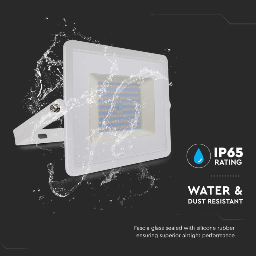 LED Reflektor LED/100W/230V 4000K IP65 bela