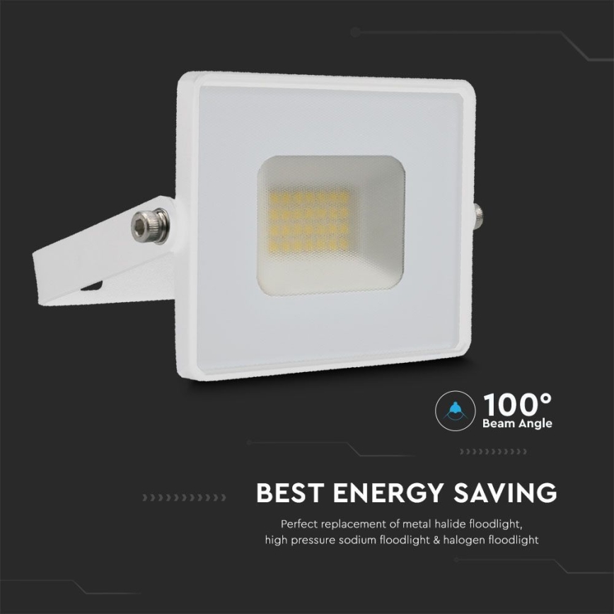 LED Reflektor LED/20W/230V 6500K IP65 bela