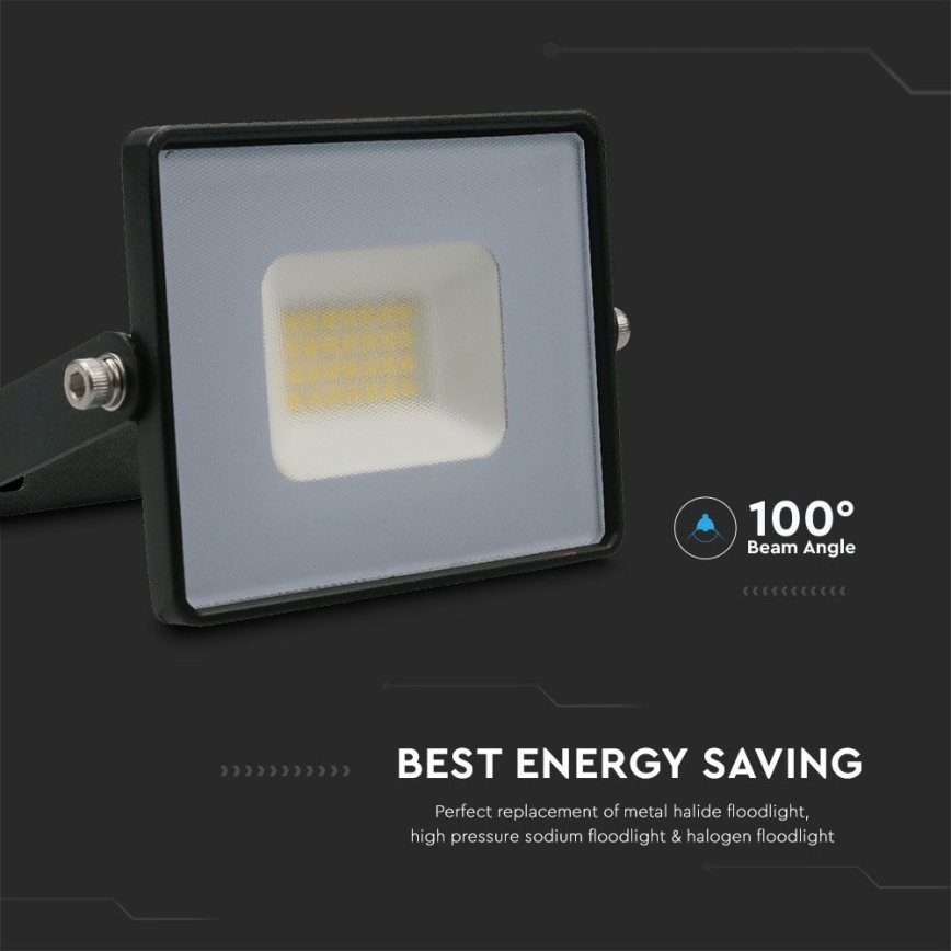 LED Reflektor LED/20W/230V 6500K IP65 crno