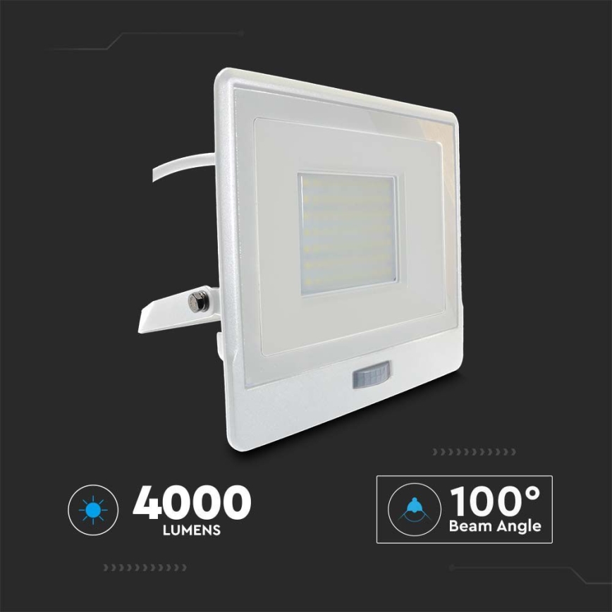 LED Reflektor sa senzorom LED/50W/230V 4000K IP65 bela