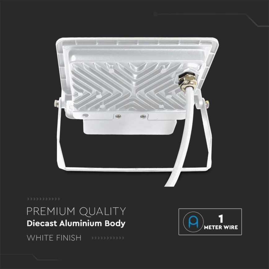LED Reflektor sa senzorom LED/50W/230V 4000K IP65 bela