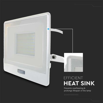 LED Reflektor sa senzorom LED/50W/230V 4000K IP65 bela