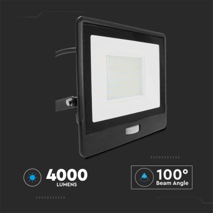 LED Reflektor sa senzorom LED/50W/230V 4000K IP65 crno
