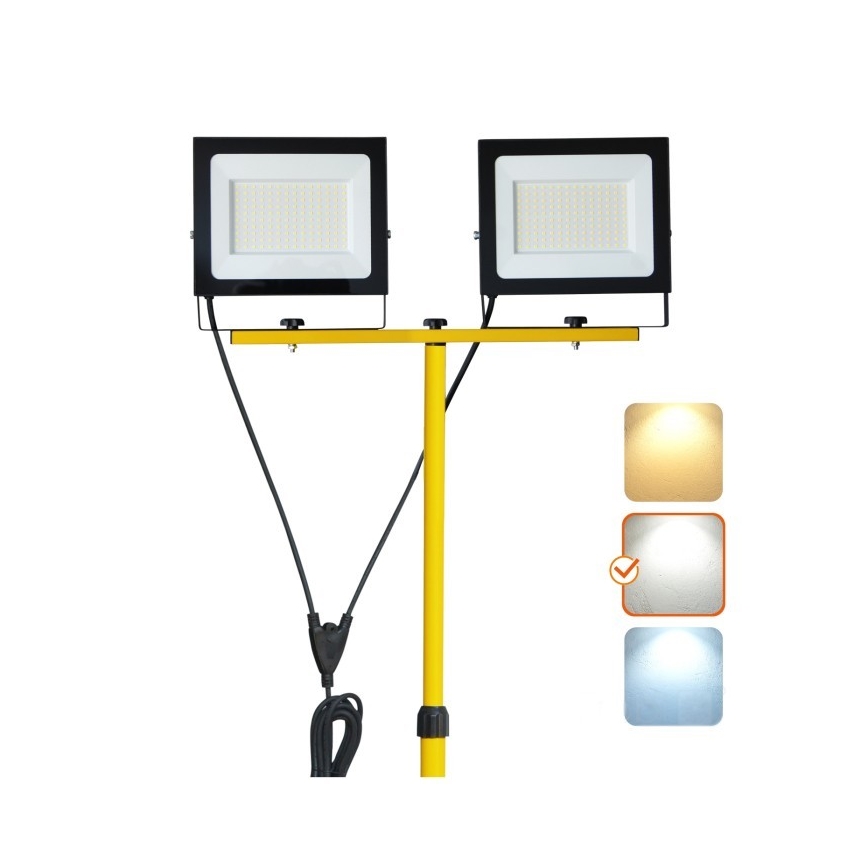 LED Reflektor sa stalkom TIGRA 2xLED/100W/230V 4000K IP54 crno/žuta