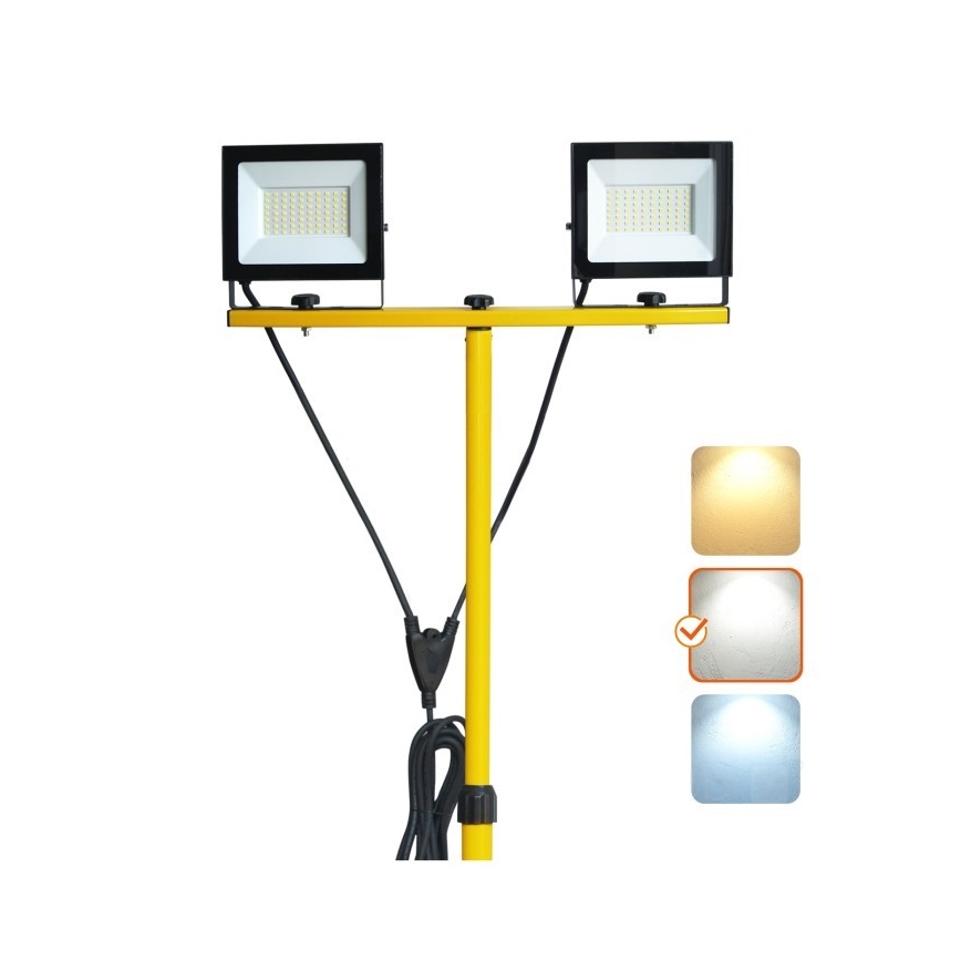 LED Reflektor sa stalkom TIGRA 2xLED/50W/230V 4000K IP54 crno/žuta
