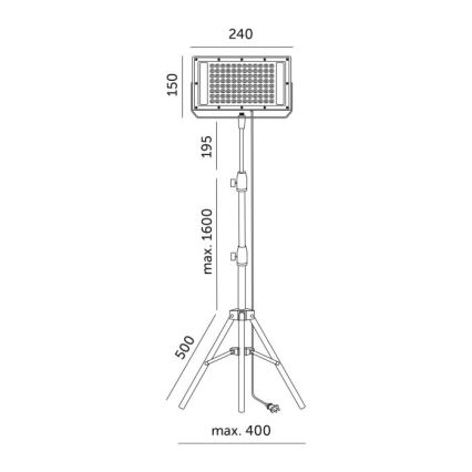 LED reflektor sa stalkom za uzgoj biljaka FIRON LED/45W/230V IP54 crna