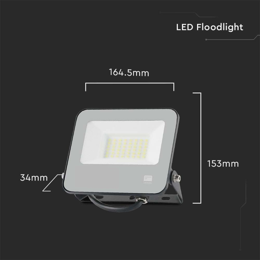 LED Reflektor SAMSUNG CHIP LED/30W/230V 4000K IP65 crno