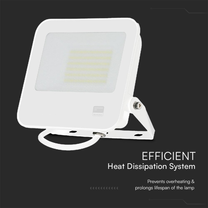 LED Reflektor SAMSUNG CHIP LED/50W/230V 4000K IP65 bela