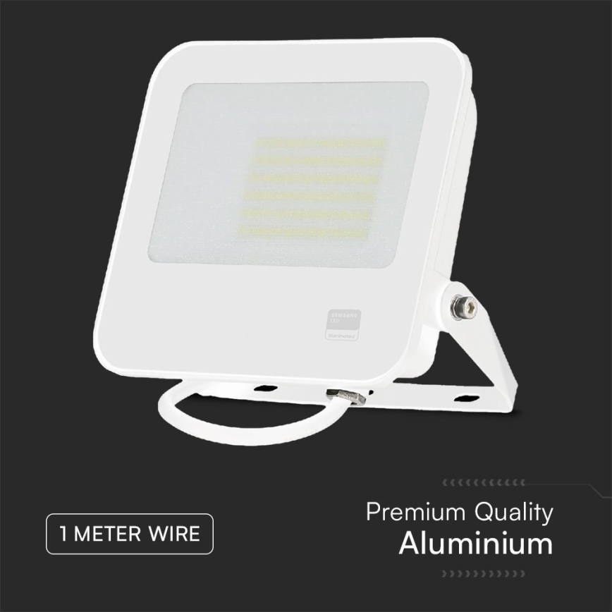 LED Reflektor SAMSUNG CHIP LED/50W/230V 4000K IP65 bela
