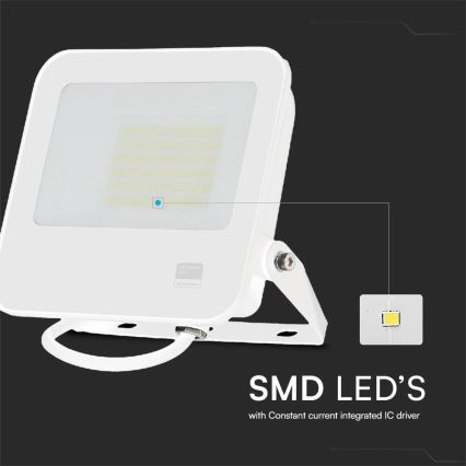 LED Reflektor SAMSUNG CHIP LED/50W/230V 6500K IP65 bela