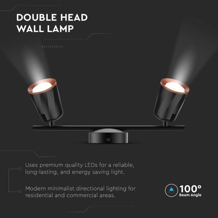 LED Reflektorska lampa 2xLED/5W/230V 3000K crno