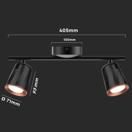 LED Reflektorska lampa 2xLED/5W/230V 4000K crno