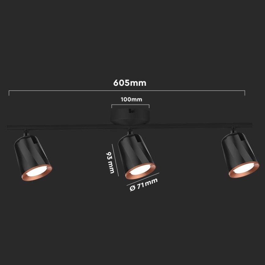 LED Reflektorska lampa 3xLED/5W/230V 3000K crno