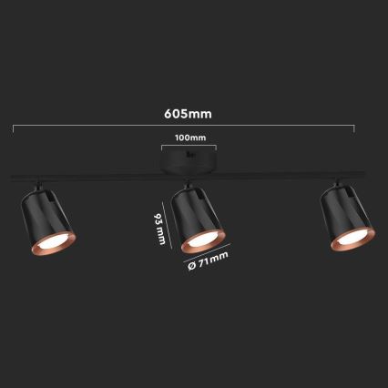 LED Reflektorska lampa 3xLED/5W/230V 4000K crno