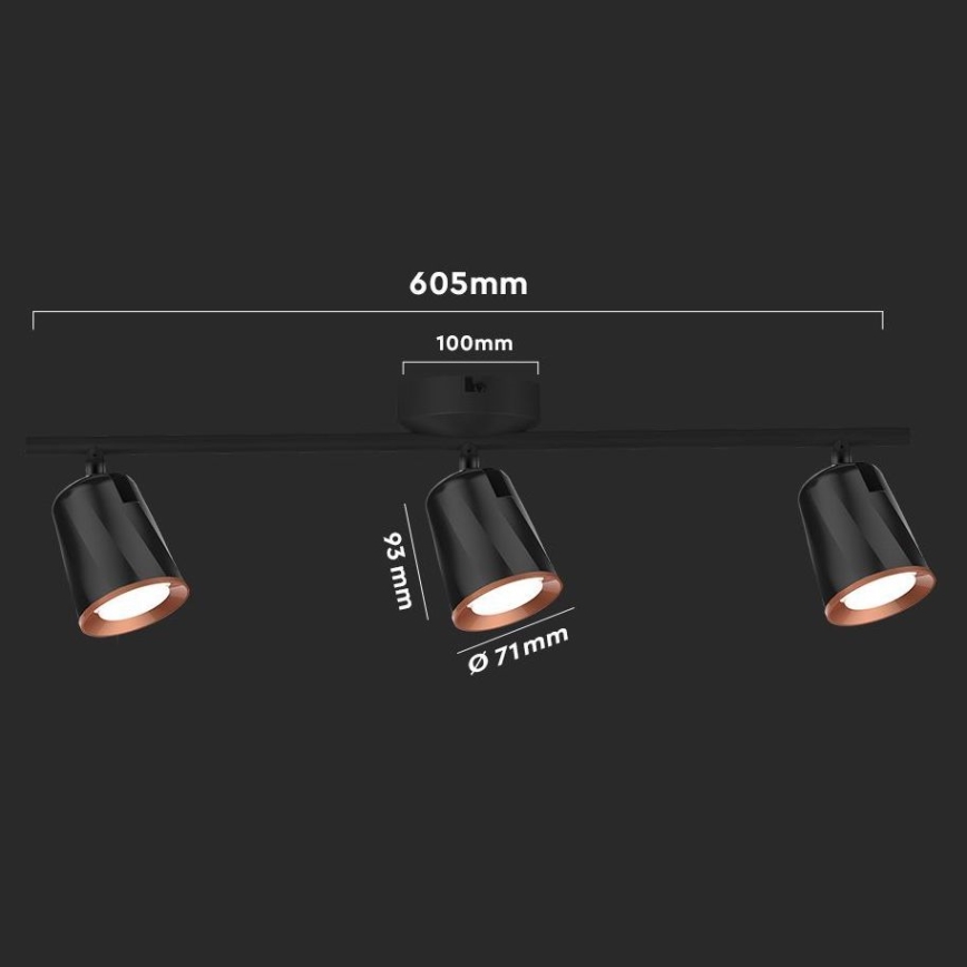 LED Reflektorska lampa 3xLED/5W/230V 4000K crno