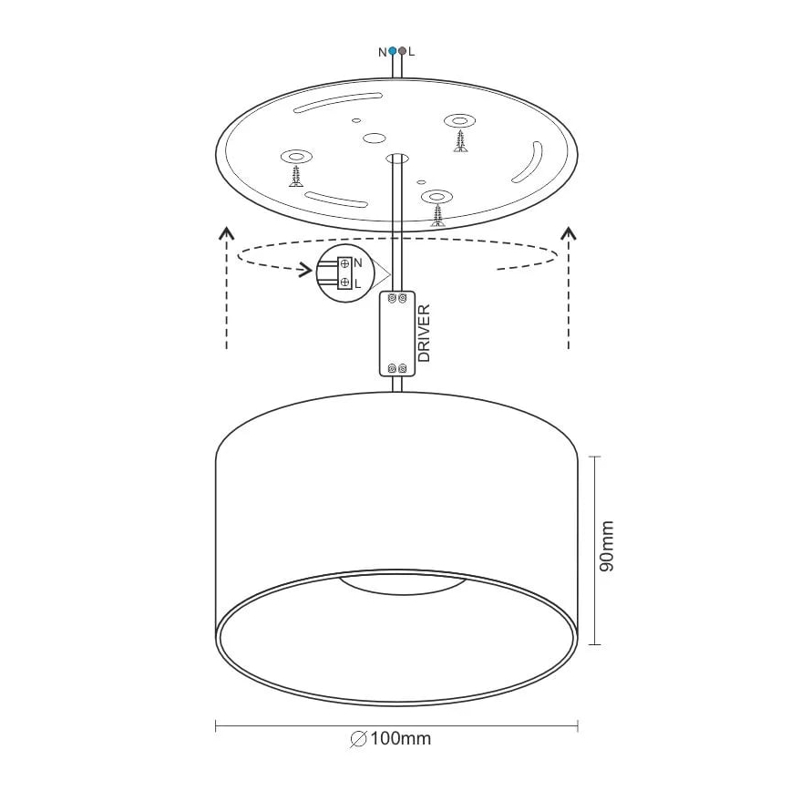 LED Reflektorska lampa LED/16W/230V 4000K pr. 10 cm crno