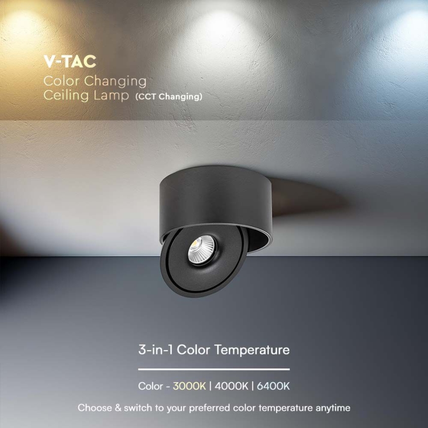 LED Fleksibilna reflektorska lampa LED/20W/230V 3000/4000/6400K CRI 90 crno